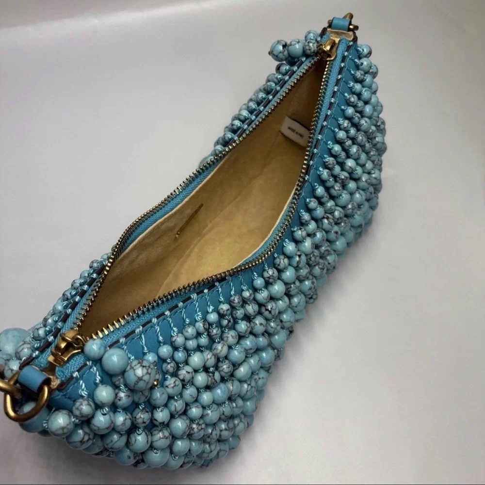 Cult Gaia Mercier Shoulder Bag Ibiza Turquoise Beaded Clutch NWT - Picture 5 of 6
